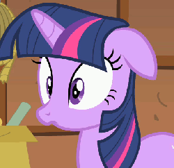 Size: 413x400 | Tagged: safe, screencap, twilight sparkle, pony, unicorn, the show stoppers, animated, female, floppy ears, frown, gif, head shake, mare, solo, unicorn twilight