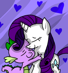 Size: 800x850 | Tagged: safe, artist:fkandfriends, rarity, spike, dragon, pony, unicorn, g4, abstract background, eyes closed, female, heart, hug, interspecies, love, male, mare, ship:sparity, shipping, smiling, straight