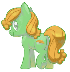 Size: 850x866 | Tagged: safe, artist:needsmoarg4, peachy sweet, earth pony, pony, g4, apple family member, butt, female, mare, plot, simple background, smiling, solo, white background