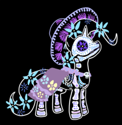 Size: 800x821 | Tagged: safe, artist:violetmagician, trixie, pony, unicorn, g4, black background, dia de los muertos, female, mare, simple background, solo, sombrero