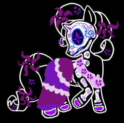 Size: 700x698 | Tagged: safe, artist:violetmagician, rarity, pony, unicorn, g4, black background, clothes, dia de los muertos, female, looking back, mare, simple background, solo