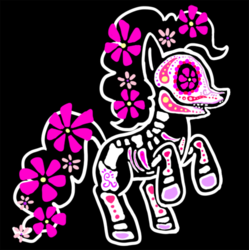 Size: 500x503 | Tagged: safe, artist:violetmagician, pinkie pie, earth pony, pony, g4, black background, dia de los muertos, female, mare, rearing, simple background, solo