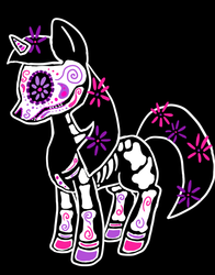 Size: 700x893 | Tagged: safe, artist:violetmagician, twilight sparkle, pony, unicorn, g4, black background, dia de los muertos, female, mare, simple background, solo