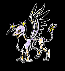 Size: 700x768 | Tagged: safe, artist:violetmagician, gilda, griffon, g4, anatomy, black background, dia de los muertos, female, simple background, solo