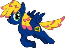 Size: 1280x941 | Tagged: safe, artist:needsmoarg4, ploomette, pegasus, pony, g4, female, flying, mare, redesign, simple background, solo, transparent background