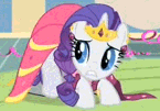 Size: 145x101 | Tagged: safe, screencap, rarity, pony, unicorn, a bird in the hoof, g4, season 1, adorable distress, animated, clothes, cropped, cute, dress, female, formal wear, gala dress, gif, gown, jewelry, mare, raribetes, rarity's first gala dress, scared, shaking, solo, tiara