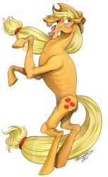 Size: 535x876 | Tagged: safe, artist:goregoat, applejack, earth pony, pony, g4, abomination, female, hoers, majestic as fuck, mare, rearing, ribs, simple background, skinny, solo, thin, transparent background