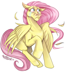 Size: 882x963 | Tagged: safe, artist:goregoat, fluttershy, pegasus, pony, g4, bloodshot eyes, crying, feather, female, frightened, hoers, mare, sad, scared, simple background, snot, solo, transparent background