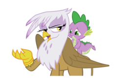 Size: 2913x1902 | Tagged: safe, artist:daydreamsyndrom, gilda, spike, dragon, griffon, g4, duo, female, male, riding, ship:spilda, shipping, simple background, spike riding gilda, straight, transparent background
