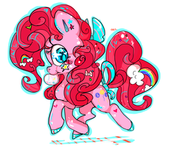 Size: 800x700 | Tagged: safe, artist:clockworkquartet, pinkie pie, earth pony, pony, g4, bow, female, hair bow, mare, solo, tail bow, walking, wingding eyes