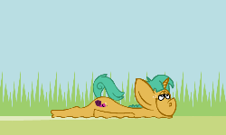 Size: 500x300 | Tagged: safe, artist:cybersp0nge, snails, pony, unicorn, asksnipsandorsnails, g4, animated, colt, dumb running ponies, gif, male, prone, smiling, solo