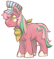 Size: 905x994 | Tagged: safe, artist:needsmoarg4, steamer (g1), earth pony, pony, g1, g4, bandana, big brother ponies, conductor hat, g1 to g4, generation leap, male, simple background, smiling, solo, stallion, white background