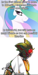 Size: 500x979 | Tagged: safe, princess celestia, alicorn, pony, g4, female, kamen rider, kamen rider amazon, mare