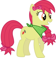 Size: 900x939 | Tagged: safe, artist:kraysee, apple bloom, earth pony, pony, g4, adult, bandana, bow, braid, female, mare, older, older apple bloom, raised hoof, simple background, smiling, solo, tail bow, transparent background, vector