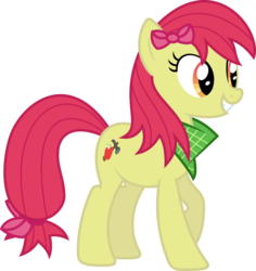 Size: 900x955 | Tagged: dead source, safe, artist:kraysee, apple bloom, earth pony, pony, g4, adult, bandana, bow, female, mare, older, older apple bloom, raised hoof, simple background, smiling, solo, tail bow, transparent background, vector
