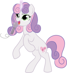 Size: 579x627 | Tagged: safe, artist:lulubell, sweetie belle, pony, unicorn, g4, adult, female, mare, microphone, older, older sweetie belle, simple background, singing, solo, transparent background