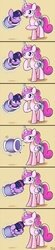 Size: 600x2740 | Tagged: safe, artist:solar-slash, princess cadance, twilight sparkle, alicorn, pony, unicorn, g4, comic, cookie, cookie jar, duo, duo female, eating, female, filly, filly twilight sparkle, grin, smiling, stuck, sweet obsession, teen princess cadance, younger