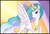 Size: 1530x1030 | Tagged: dead source, safe, artist:lisaorise, princess celestia, alicorn, pony, g4, abstract background, female, mare, smiling, solo