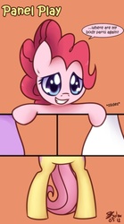 Size: 500x899 | Tagged: safe, artist:solar-slash, fluttershy, pinkie pie, earth pony, pegasus, pony, g4, comic, female, grin, mare, panel play, smiling