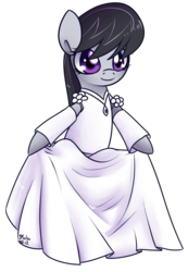 Size: 740x1072 | Tagged: safe, artist:solar-slash, octavia melody, earth pony, semi-anthro, g4, bipedal, clothes, curtsey, cute, dress, female, mare, simple background, smiling, solo, tavibetes, transparent background, wedding dress