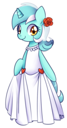 Size: 577x1092 | Tagged: safe, artist:solar-slash, lyra heartstrings, unicorn, semi-anthro, g4, bipedal, clothes, cute, dress, female, flower, flower in hair, lyrabetes, mare, simple background, smiling, solo, transparent background, wedding dress