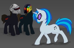 Size: 650x430 | Tagged: safe, artist:bux, dj pon-3, vinyl scratch, pony, unicorn, g4, daft punk, female, mare, parody, walking