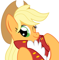 Size: 3650x3700 | Tagged: safe, artist:catnipfairy, applejack, earth pony, pony, g4, adventurejack, clothes, female, high res, mare, simple background, smiling, solo, transparent background, vector, wink