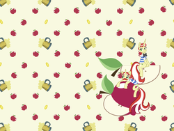 Size: 1600x1200 | Tagged: safe, artist:catnipfairy, flam, flim, pony, unicorn, g4, abstract background, apple, chibi, cider, duo, duo male, male, stallion, vector, wallpaper