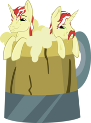 Size: 2332x3156 | Tagged: safe, artist:catnipfairy, flam, flim, pony, unicorn, g4, cider, duo, duo male, grin, high res, male, simple background, smiling, stallion, transparent background, vector, wet mane