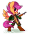 Size: 900x1000 | Tagged: safe, artist:clockworkquartet, scootaloo, semi-anthro, g4, bipedal, clothes, female, gun, looking back, military, rifle, smiling, solo, uniform, weapon