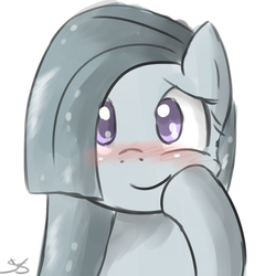 Size: 900x900 | Tagged: safe, artist:speccysy, marble pie, earth pony, pony, g4, blushing, cute, female, mare, simple background, smiling, solo, squishy, white background