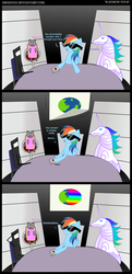 Size: 2110x4350 | Tagged: safe, artist:diegotan, rainbow dash, pegasus, pony, robot, g4, bit trip, comic, commander video, female, mare, nyan cat, robot unicorn attack, sunglasses, world domination