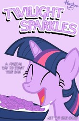 Size: 526x800 | Tagged: safe, artist:thecelestialwolf, twilight sparkle, pony, unicorn, g4, ^^, cereal, eyes closed, female, happy, mare, open mouth, solo, unicorn twilight