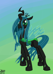 Size: 2160x3000 | Tagged: source needed, safe, artist:beechsprout, queen chrysalis, changeling, changeling queen, g4, abstract background, crown, female, high res, jewelry, regalia, solo