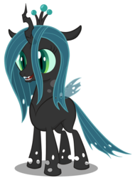 Size: 761x1000 | Tagged: source needed, safe, artist:manateemckenzie, queen chrysalis, changeling, changeling queen, nymph, g4, crown, cute, cutealis, female, jewelry, regalia, simple background, transparent background