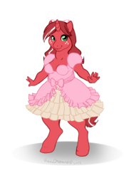 Size: 783x1062 | Tagged: safe, artist:revadiehard, oc, oc only, oc:red ribbon, anthro, unguligrade anthro, clothes, dress, female, solo