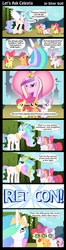 Size: 813x3083 | Tagged: safe, artist:mlp-silver-quill, apple bloom, princess cadance, princess celestia, scootaloo, sweetie belle, alicorn, earth pony, pegasus, pony, unicorn, g4, comic, cutie mark crusaders, female, filly, hypnosis, hypnotized, kaa eyes, mare, memory wipe, men in black, neuralizer, retcon