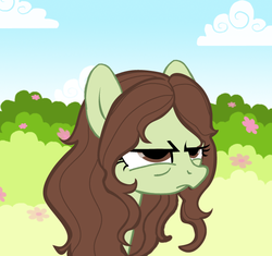 Size: 643x604 | Tagged: safe, artist:cloverminto, oc, oc only, oc:cloverminto, earth pony, pony, female, grumpy, mare, solo, tired