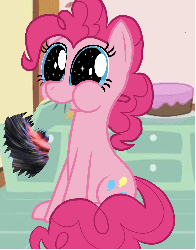 Size: 777x991 | Tagged: safe, artist:keanno, pinkie pie, earth pony, pony, :t, animated, bright eyed, chewing, cute, diapinkes, dilated pupils, eating, fabric of reality, female, fourth wall, gif, mare, my god its full of stars, nom, puffy cheeks, sitting, smiling, solo, spacetime, starry eyes, the cosmos, wingding eyes, xk-class end-of-the-world scenario