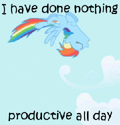 Size: 300x312 | Tagged: safe, edit, edited screencap, screencap, rainbow dash, pegasus, pony, g4, animated, cloud, cute, dashabetes, female, flying, gif, i have done nothing productive all day, image macro, loop-de-loop, mare, meme, reaction image, sky, solo
