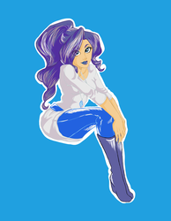 Size: 600x772 | Tagged: safe, artist:aqua-relle, rarity, human, g4, female, humanized, outline, simple background, sitting, solo