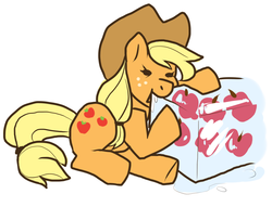 Size: 1036x793 | Tagged: artist needed, safe, applejack, earth pony, pony, g4, apple, apples bear, drawfag, female, ice, ice cube, mare, meme, ponified, ponified animal photo, silly, silly pony, solo, that pony sure does love apples, who's a silly pony