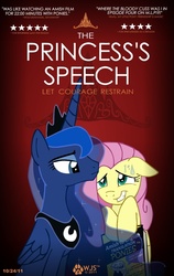Size: 653x1036 | Tagged: safe, artist:wolfjedisamuel, fluttershy, princess luna, alicorn, pegasus, pony, g4, crossover, duo, duo female, female, mare, movie poster, parody, sitting, sweat, the king's speech