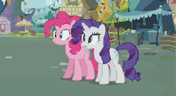 Size: 349x190 | Tagged: safe, screencap, pinkie pie, rarity, earth pony, pony, unicorn, g4, putting your hoof down, season 2, animated, burying, duo, duo female, facehoof, female, gif, mare