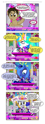 Size: 653x1800 | Tagged: safe, artist:pixelkitties, derpy hooves, doctor whooves, princess celestia, princess luna, time turner, alicorn, earth pony, pegasus, pony, g4, comic, election, female, male, mare, rachel maddow, s1 luna, stallion