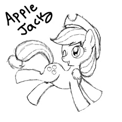 Size: 1080x1080 | Tagged: safe, artist:sugar-plum, applejack, earth pony, pony, g4, female, looking back, mare, monochrome, solo, wink