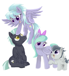 Size: 1000x1100 | Tagged: safe, artist:包子貓, cloudchaser, flitter, rumble, thunderlane, pegasus, pony, g4, colt, female, male, mare, simple background, smiling, stallion, white background