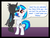 Size: 849x647 | Tagged: safe, artist:scramjet747, dj pon-3, vinyl scratch, oc, oc:wubsy, changeling, pony, unicorn, g4, bipedal, dialogue, duo, eye contact, female, holding a changeling, looking at each other, mare