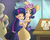 Size: 1500x1200 | Tagged: safe, artist:ric-m, rarity, twilight sparkle, human, g4, my little pony: friendship is magic, sweet and elite, birthday dress, clothes, dress, duo, duo female, female, happy, hat, hug, humanized, mannequin, open mouth, scene interpretation, skirt