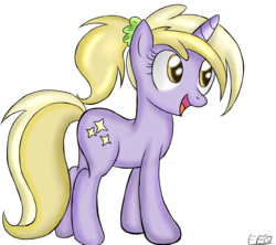Size: 2150x1906 | Tagged: safe, artist:freefraq, dinky hooves, pony, unicorn, g4, adult, female, happy, mare, older, older dinky hooves, ponytail, simple background, smiling, solo, transparent background